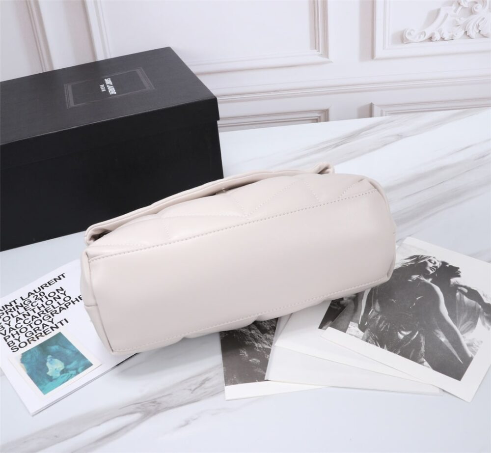 Saint Laurent Loulou Small Chain Bag In Matelassé Y White Silver 29Cm 494699DV7269207