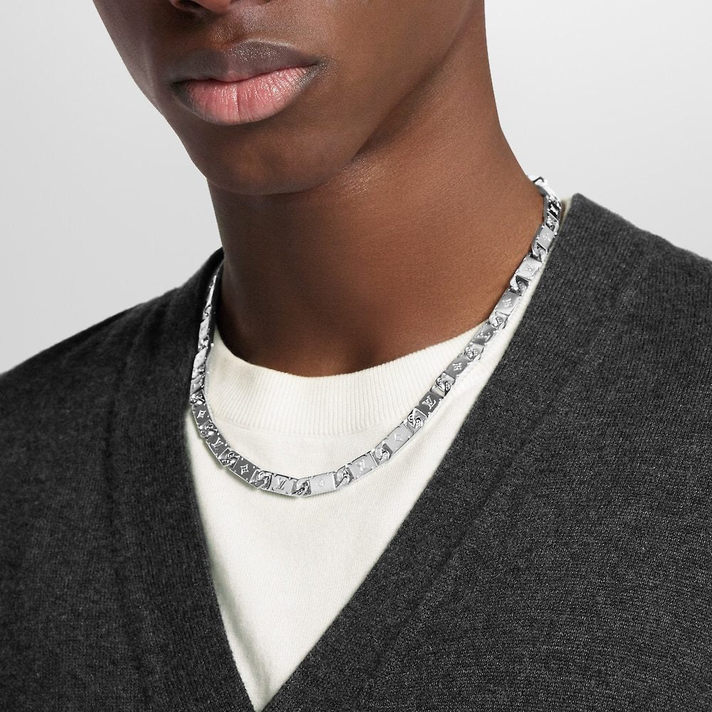 Louis Vuitton Monogram Tied Up Necklace Silver M00919