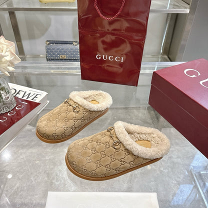 Gucci Women Mule With Horsebit Beige Gg