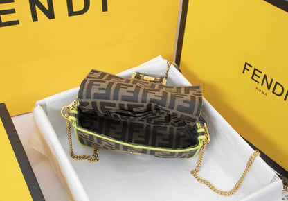 Fendi Baguette Brown Fabric Bag