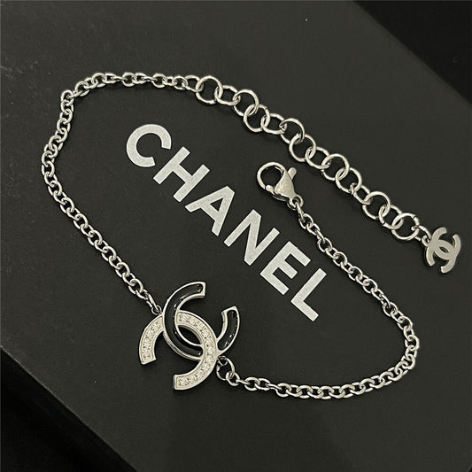 Chanel Cc Logo Chain Bracelet Silver