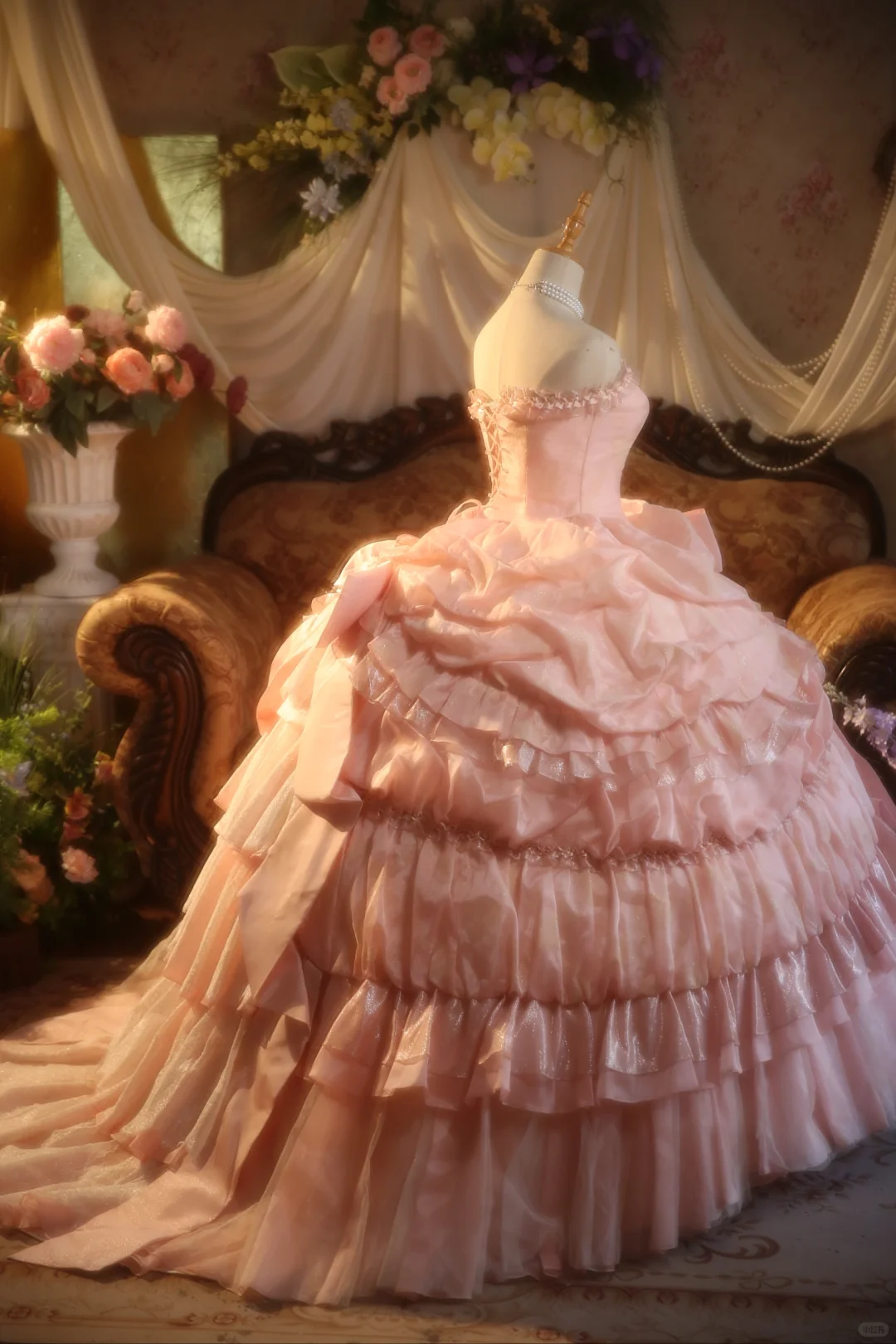 Gorgeous Pink Strapless Ruffled Tiered Oversized Bow Sweet 15 Quinceanera Ball Gown TP5519