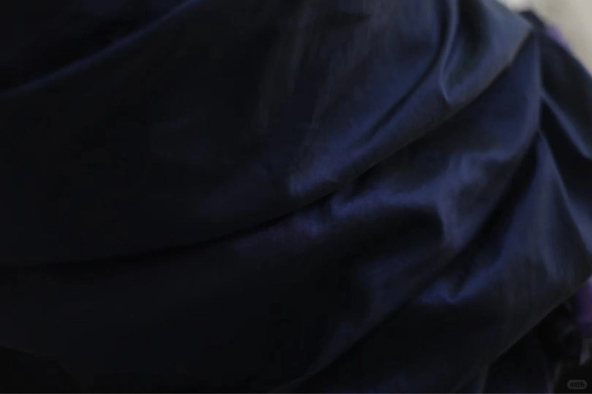Dark blue irregular pleated short satin homecoming dress a-line princess dress birthday dress gh4376
