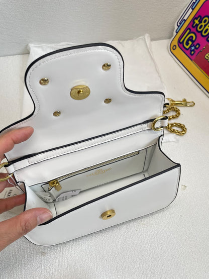 VALENTINO LO? SMALL SHOULDER BAG IN CALFSKIN WHITE