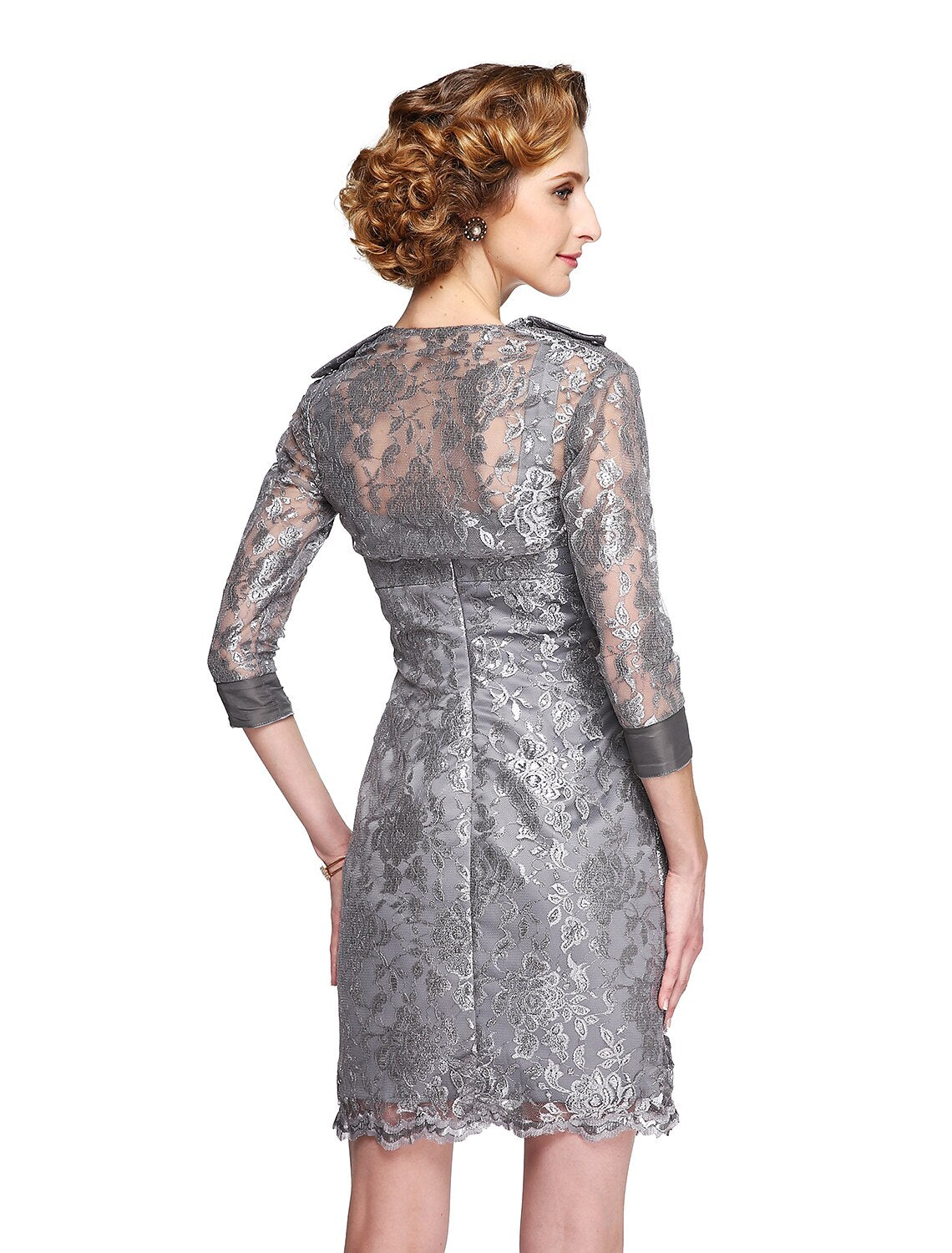 Sheath / Column Mother of the Bride Dress Two Piece Straps Knee Length Lace Sleeveless yes with Lace Appliques