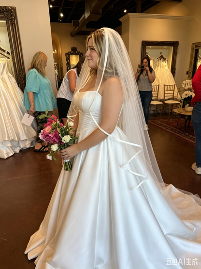 Elegant Strapless Silky Satin A-Line Wedding Gown TP5903