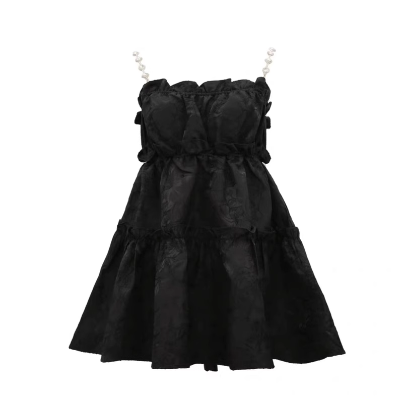 Simple Crystal Diamond Strappy Design A-line Sleeveless Spaghetti Strap Dress TP3288