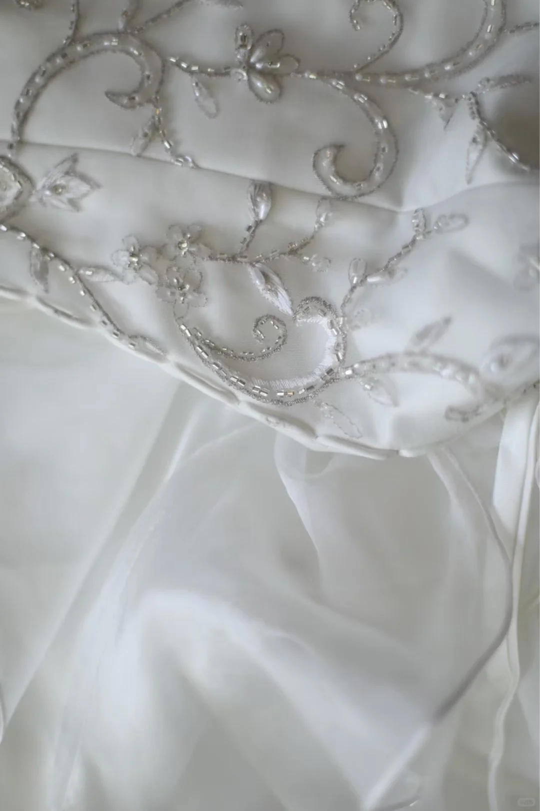 Romantic Strapless Lace Sweetheart Mermaid Ruffled Organza Wedding Gown TP5641