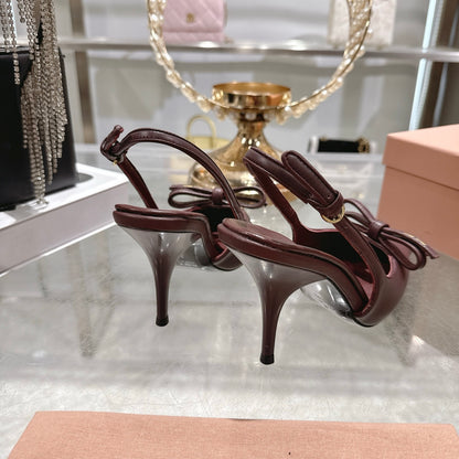 Miu Miu Slingback Pumps With Bow Red
