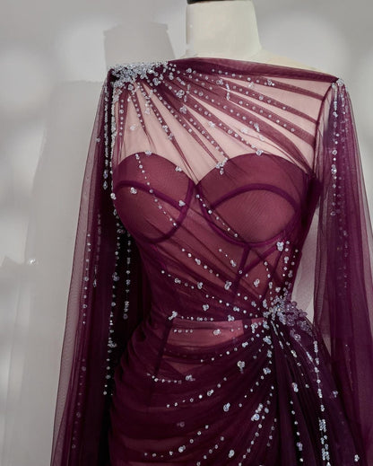 Girlhomeshops-Black/Wine Red/Light Brown Exquisite Beaded Sweetheart Collar Long Tulle Prom Dress Evening Dress Party Dress gh5386