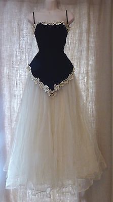 girlhomeshops--Black And White Retro Elegant Long Tulle Prom Dress gh5624