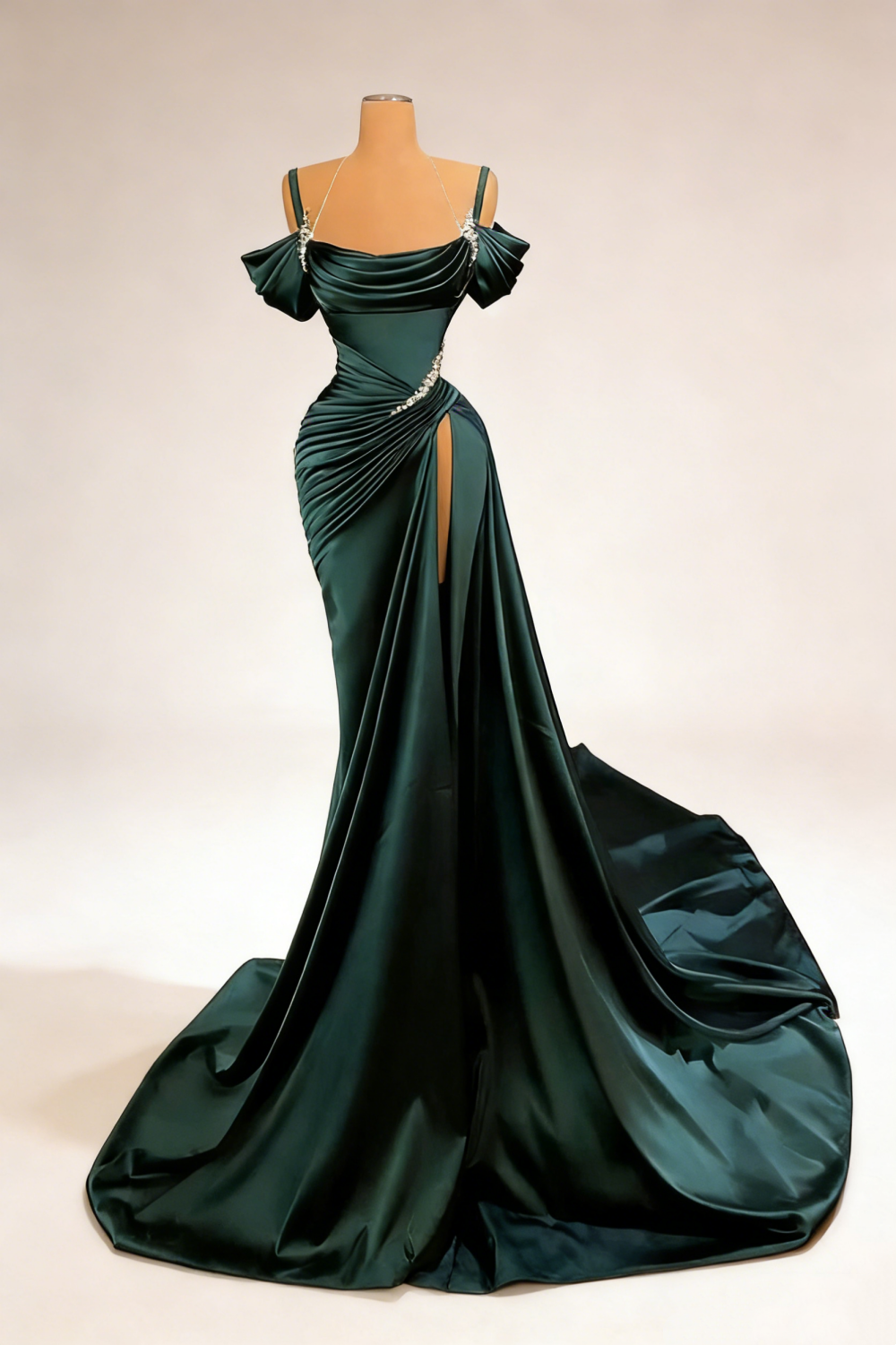 Off-ShoulderGown - Knot Corset High-Slit Train Evening/Red Carpet/Theme Ball Maxi Dress gh6997