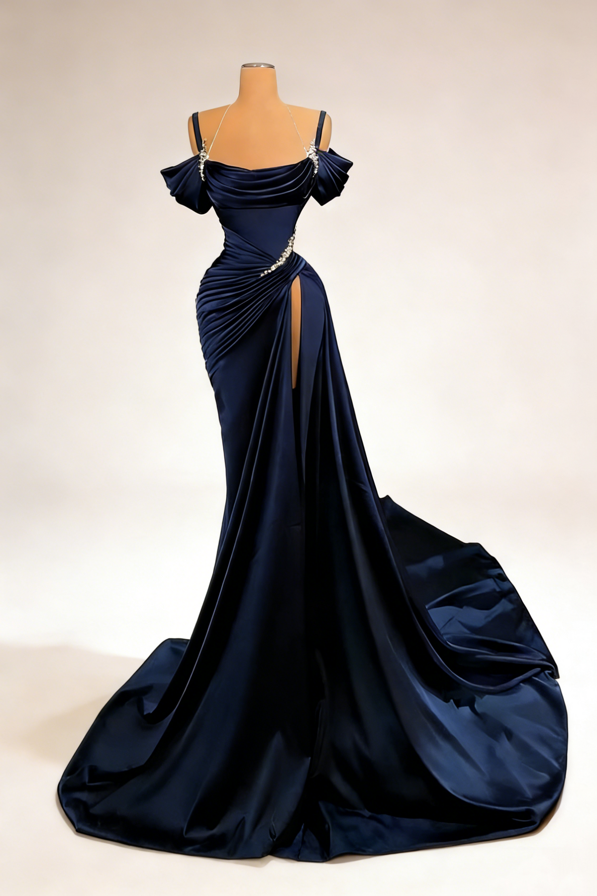 Off-ShoulderGown - Knot Corset High-Slit Train Evening/Red Carpet/Theme Ball Maxi Dress gh6997