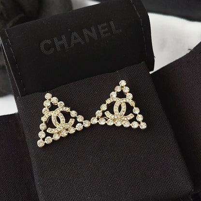 Chanel Cc Logo With Triangular Gemstones Gold Ab2468 B010203 Nk635