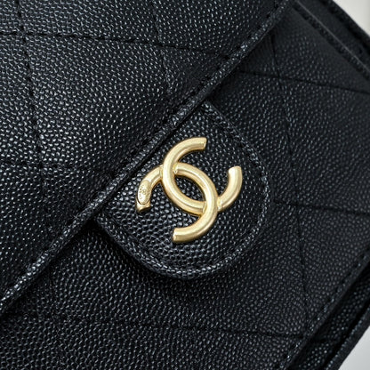Chanel 25 Medium Size Backpack Grain Effect And Gold Metal Black 23Cm As5600 B20304 94305