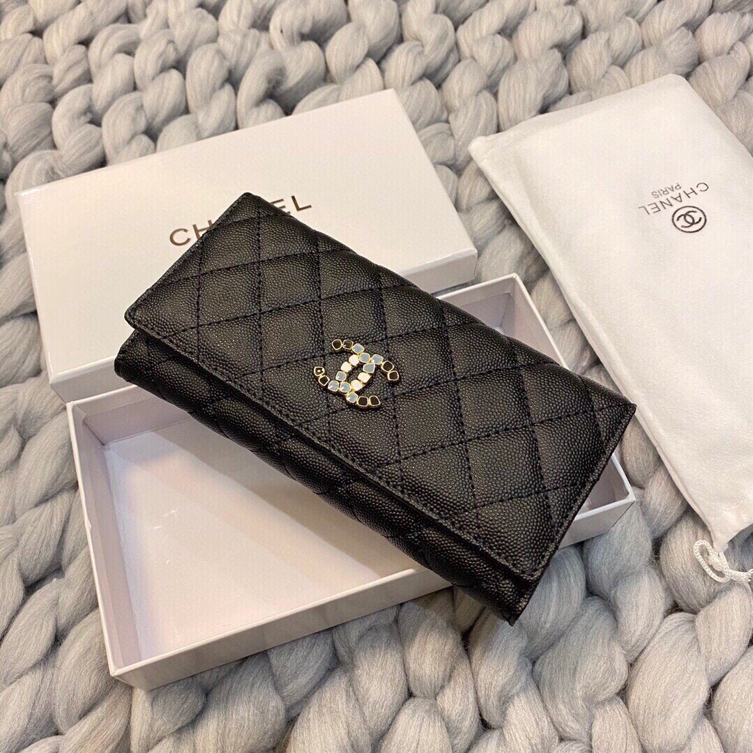 CHANEL 24C BLACK CAVIAR CHAIN WITH CHARMS WOC