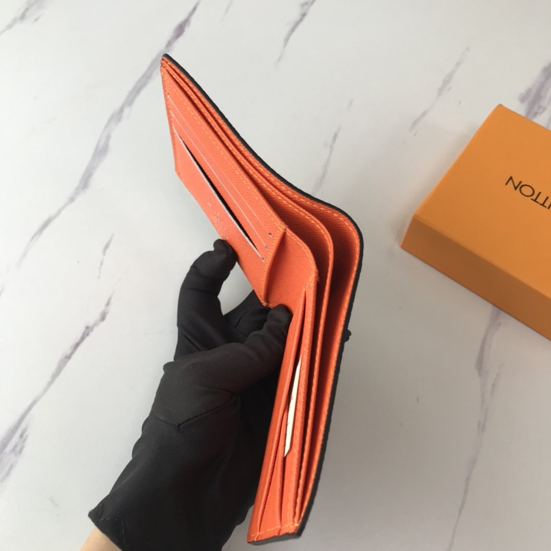 Louis Vuitton Multiple Wallet Damier Graphite Giant 3 Card Slot Orange In
