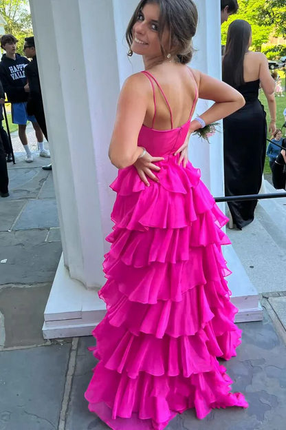 Ball Gowns Hot Pink Straps Prom Dress