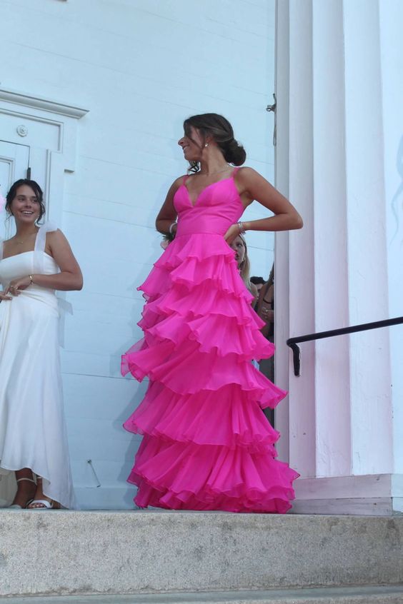 Ball Gowns Hot Pink Straps Prom Dress