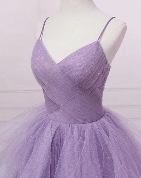 Green/Purple/Blue Fashion Elegant Spaghetti Strap Long Organza Ruffles Ball Gowns Prom Gowns Graduation Gowns Adult Ceremony Gowns