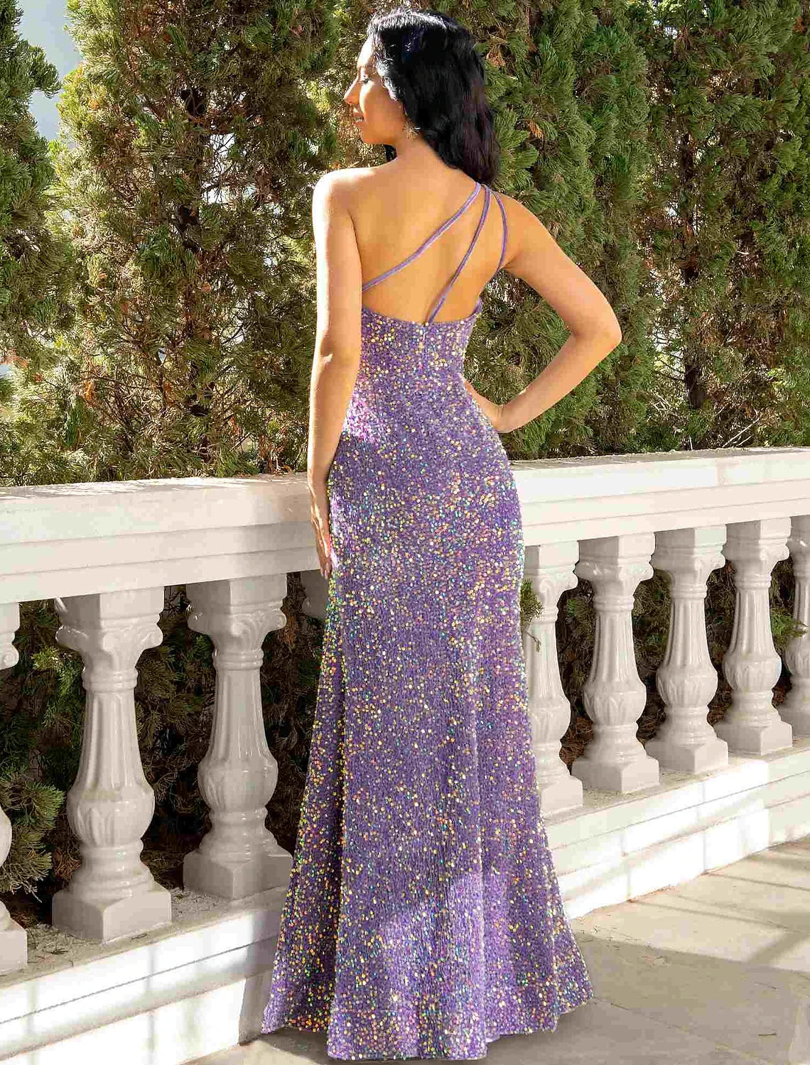 Sheath / Column Prom Dresses Sparkle & Shine Dress Party Wear Wedding Party Floor Length Sleeveless One Shoulder Sequined with Sequin Slit 2026