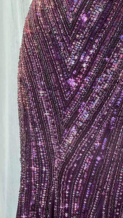 Gorgeous Beaded Sequin V-neck Mermaid Elegant Chiffon Evening Dress Prom Dresses TP4144
