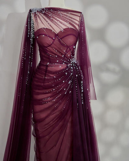 Girlhomeshops-Black/Wine Red/Light Brown Exquisite Beaded Sweetheart Collar Long Tulle Prom Dress Evening Dress Party Dress gh5386