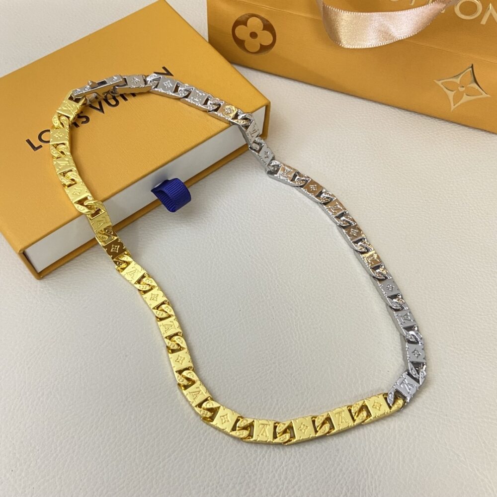 Louis Vuitton Monogram Tied Up Necklace Gold And Silver