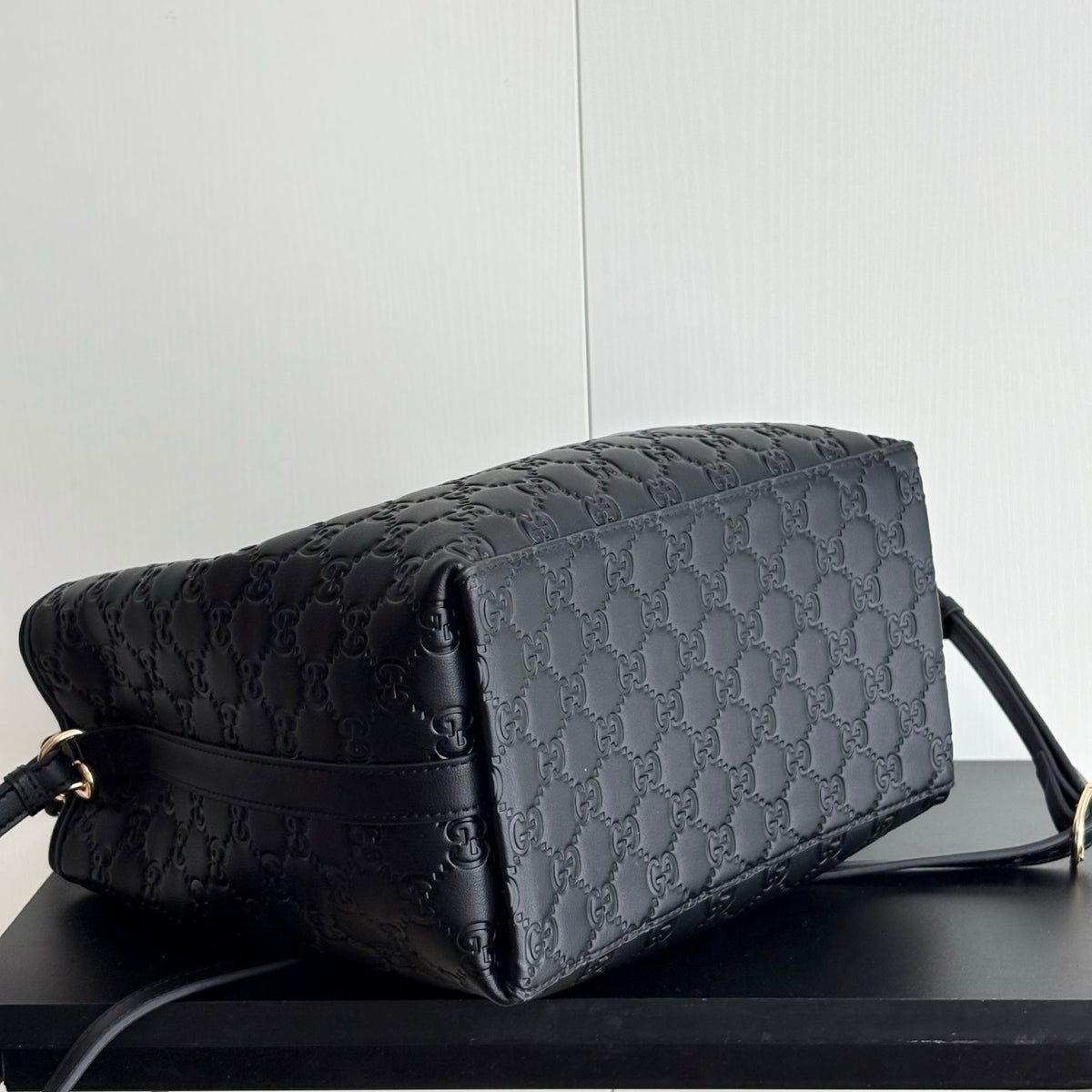 Gucci GG Emblem Small Bucket Bag Black 25Cm