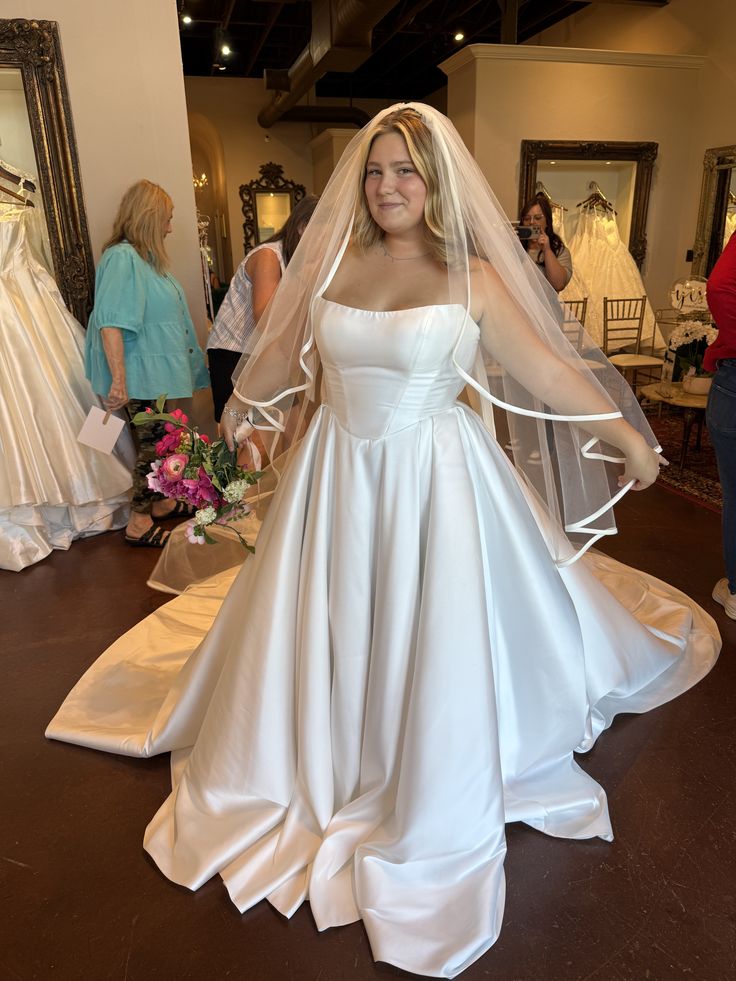 Elegant Strapless Silky Satin A-Line Wedding Gown TP5903