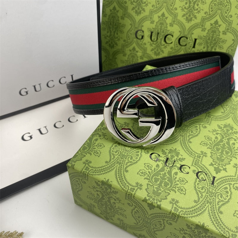 GUCCI INTERLOCKING MEN BELT BLACK 411924 H917N 1060