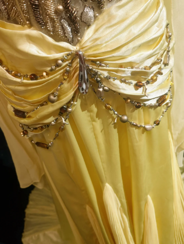 Classy Yellow Chiffon Prom Party Dress Beads Evening Gowns