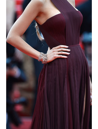 Blake Lively Burgundy Celebrity Prom Dress