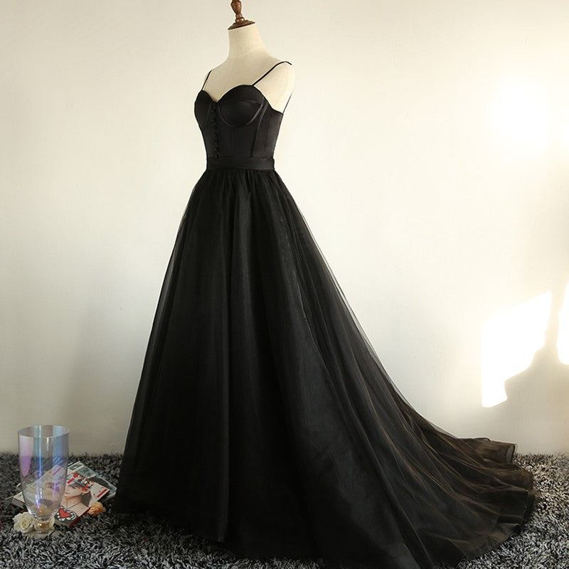 Charming Black Long Prom Gown, Black Prom Dresses