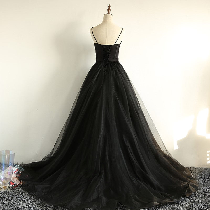 Charming Black Long Prom Gown, Black Prom Dresses