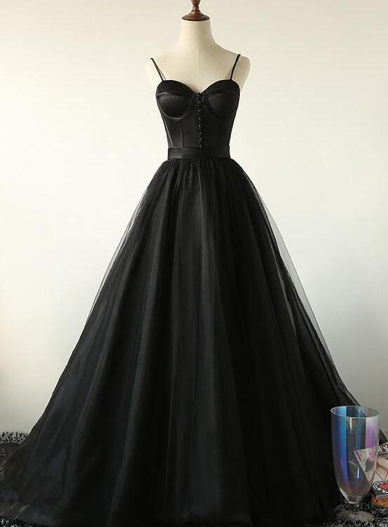 Charming Black Long Prom Gown, Black Prom Dresses