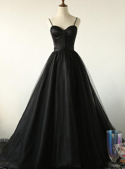 Charming Black Long Prom Gown, Black Prom Dresses