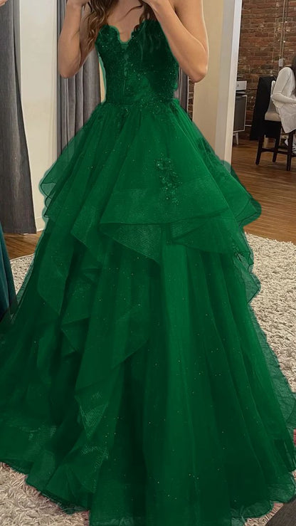 Chic Ball Gowns Spaghetti Straps Burgundy Tulle Lace Long Prom Dresses Prom Gown