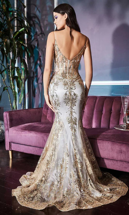Vintage Shiny Beaded Mermaid Prom Dress V-neck Spaghetti Strap Evening Dress Long Formal Dress TP4619