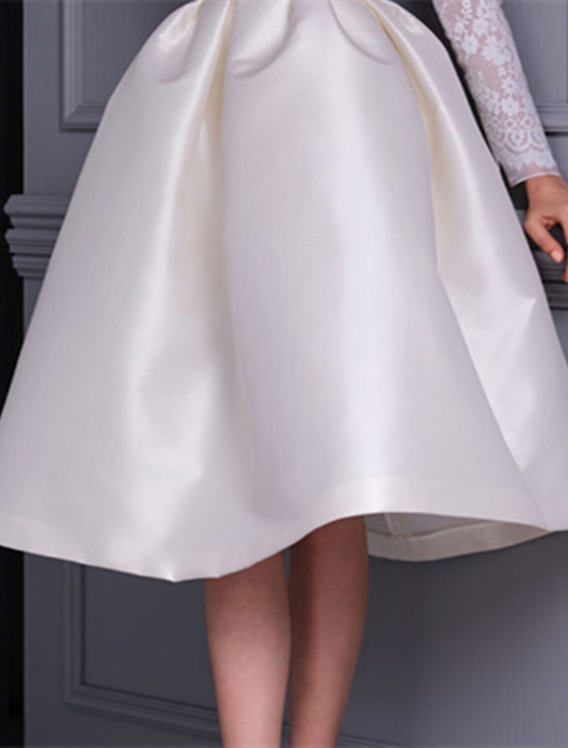 A-Line Cocktail Dresses 1950s Dress Wedding Party Birthday Knee Length Long Sleeve Jewel Neck Fall Wedding Guest Satin with Appliques Splicing 2026