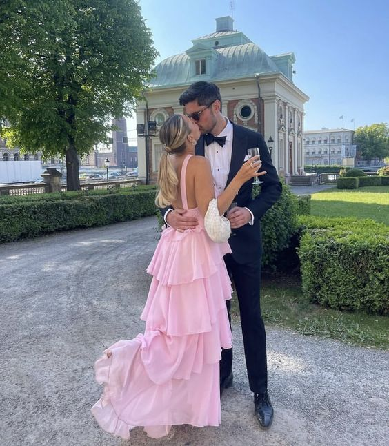 Classic Pink Prom Dresses Long Prom Gowns 22Th Birthday Outfit