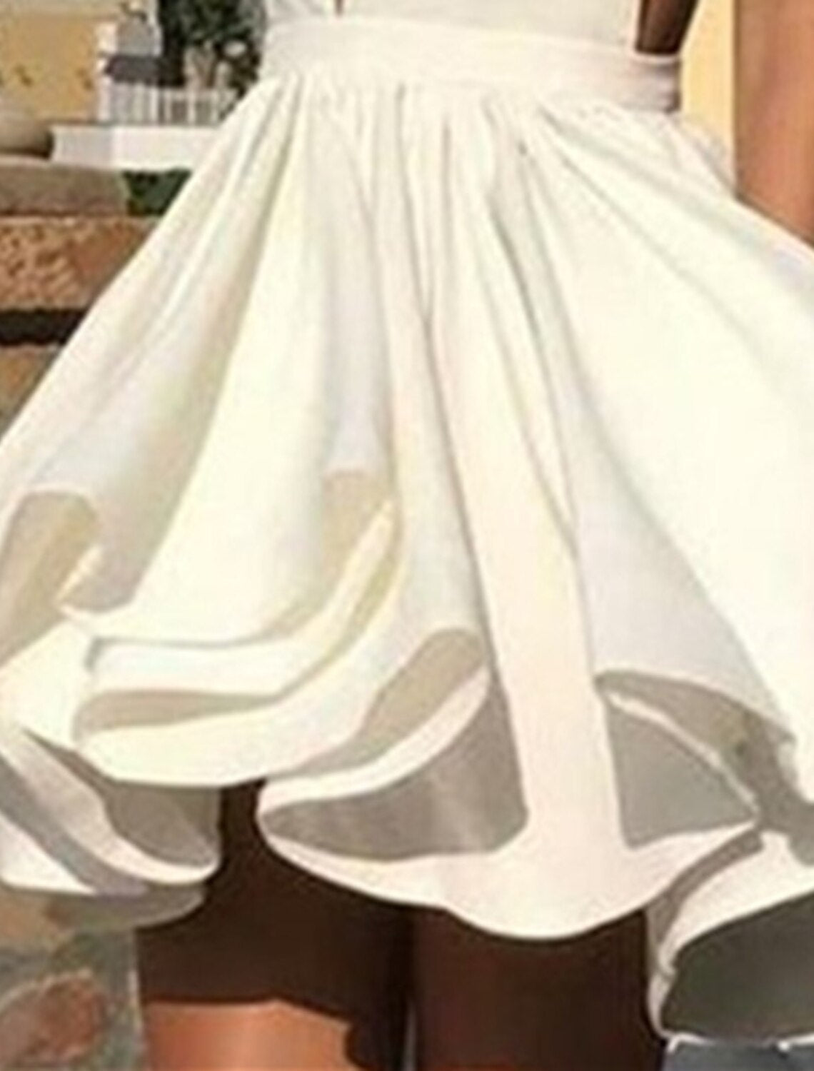 A-Line Homecoming Dresses Tiered Plisse Dress Holiday Graduation Short / Mini Sleeveless Halter Neck Satin with Ruffles