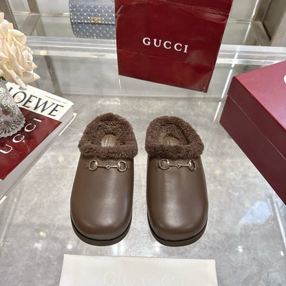 Gucci Women Mule With Horsebit Brown Leather