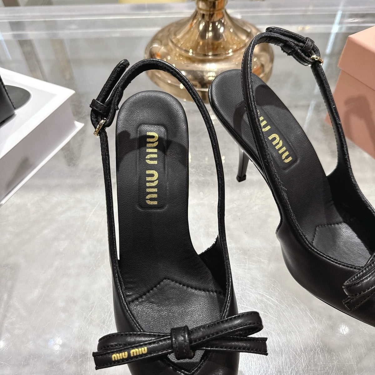 Miu Miu  Slingback Pumps With Bow Black