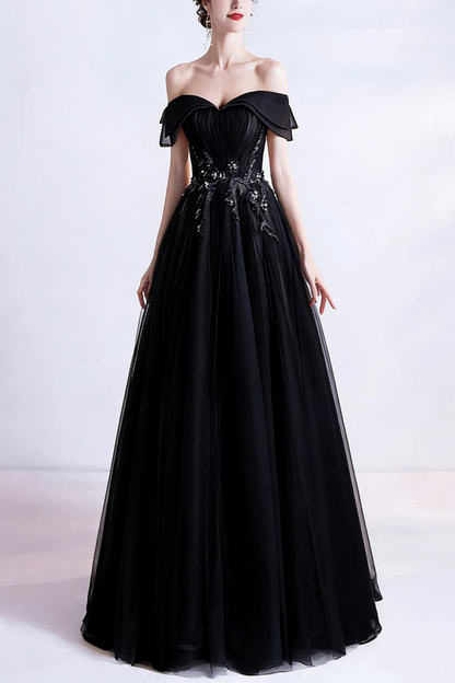 Cute tulle sequins long prom dress evening dress  10470