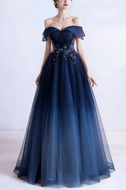 Cute tulle sequins long prom dress evening dress  10470