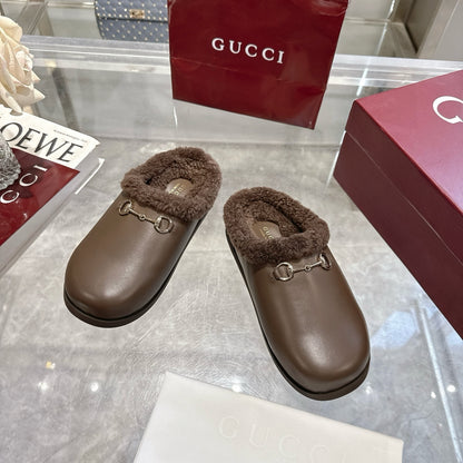 Gucci Women Mule With Horsebit Brown Leather