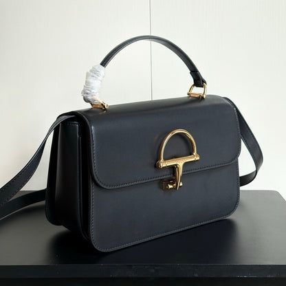 Gucci Siena Medium Top Handle Bag Black Leather 25Cm