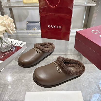 Gucci Women Mule With Horsebit Brown Leather