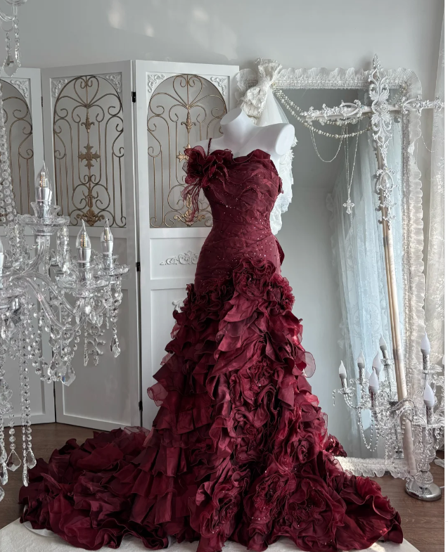 Ball Gown Burgundy Sweet 16 Dress Quinceanera Dresses